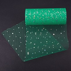 キラキラスパンコールデコメッシュリボン  チュール生地  スカートを作るためのチュールロールスプールファブリック  グリーン  6インチ（15cm）  約25ヤード/ロール（22.86メートル/ロール）&nbsp;OCOR-BC0008-34