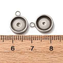 201 ステンレススチールペンダントカボションセッティング  フラットラウンド  ステンレス鋼色  トレイ：8.5mm  12.5x10x2.5mm  穴：1.8mm&nbsp;STAS-D379-04C-P