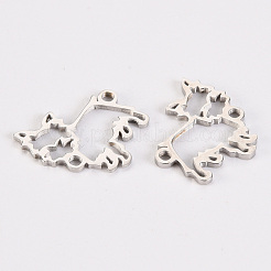 変色しない304ステンレススチールリンクコネクター  レーザー切断  犬  ステンレス鋼色  13x14x1mm  穴：1.2mm&nbsp;STAS-S116-210P