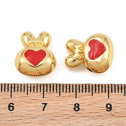 真鍮製エナメルビーズ  心を持つウサギ  ラックめっき  長持ちメッキ  鉛フリー＆カドミウムフリー  18KGP本金メッキ  ミックスカラー  15x13x8mm  穴：2.5mm&nbsp;KK-CBA3297-07G