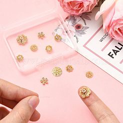 10Pcs 5 Styles Rack Plating Flower Brass Micro Pave Clear Cubic Zirconia Bead Caps&nbsp;KK-CJ0002-73
