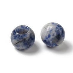 ナチュラルブルースポットジャスパーヨーロッパビーズ  大穴ビーズ  ロンデル  12~12.5x9~10.5mm  穴：5.5~6mm&nbsp;G-N342-03D