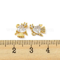 真鍮製チャーム  ガラスと  魚  18KGP本金メッキ  7.5x10x3mm  穴：1mm&nbsp;KK-D090-03G