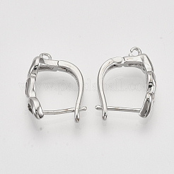 Brass Hoop Earring Findings with Latch Back Closure&nbsp;KK-T048-017P-NF