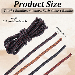 8M 4 Colors Round PU Leather Braided Cord&nbsp;OCOR-CL0001-20