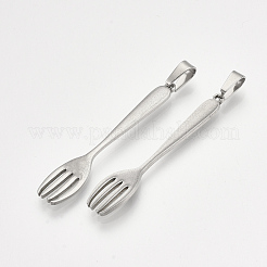 変色しない304ステンレススチールの大きなペンダント  フォーク形状  ステンレス鋼色  50x9x2mm  穴：7x4mm&nbsp;STAS-T045-29P