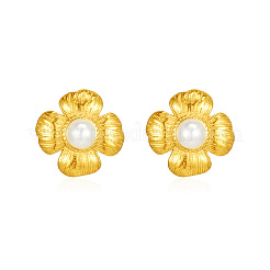 Classic 304 Stainless Steel Imitation Pearl Flower Stud Earrings&nbsp;GL7726