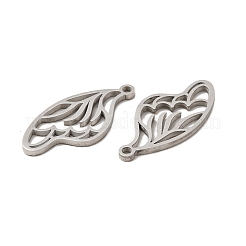 変色しない304ステンレススチールペンダント  ウイングチャーム  ステンレス鋼色  25x12x1mm  穴：1.6mm&nbsp;STAS-A070-04P