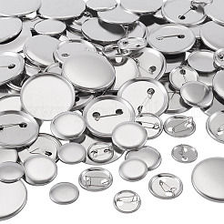 100セット 4スタイル フラットラウンド昇華転写用ブランクバッジボタンパーツ  鉄製のブローチ台座にプラスチックの破片をあしらったもの  プラチナ  23~48x3.5~7.5mm  25セット/スタイル&nbsp;DIY-TA0013-64