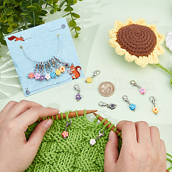 16Pcs 8 Colors Flower Handmade Polymer Clay Pendant Stitch Markers&nbsp;HJEW-NB00015
