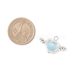 合金ペンダント付きキャットアイ10個  ハート＆ウィング  アンティークシルバー  ミックスカラー  19x28x8mm  穴：2.5mm&nbsp;PALLOY-JF04278
