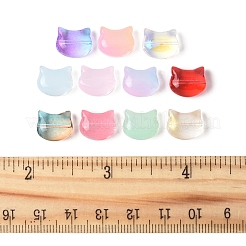 110個 11色透明スプレーペイントガラスビーズ  猫  ミックスカラー  10x11.5x7mm  穴：1mm  10個/カラー&nbsp;GLAA-FS0002-15