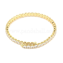 Rack Plating Brass Pave Clear Cubic Zirconia Open Cuff Bangles for Women&nbsp;BJEW-U004-02G