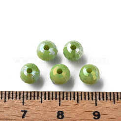 不透明なアクリルビーズ  ABカラーメッキ  多面カット  ラウンド  オリーブドラブ  6x5.5mm  穴：1.5mm  約4800個/500g&nbsp;MACR-S371-135-I08