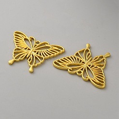 Butterfly Zinc Alloy Open Back Bezel Pendants&nbsp;FIND-WH0016-61B-G