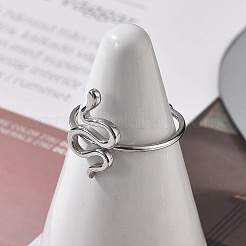 女性用スネーク 304 ステンレススチール オープンカフリング  ステンレス鋼色  ヘビ：10x16mm  内径: 調節可能&nbsp;RJEW-M049-02P