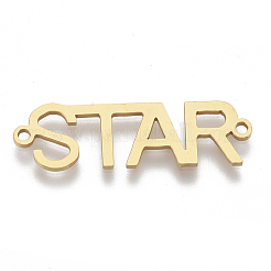 201 ステンレススチールリンクコネクター  レーザーカットリンク  ワードスター  ゴールドカラー  31x9.5x1mm  穴：1.5mm&nbsp;STAS-N091-37G