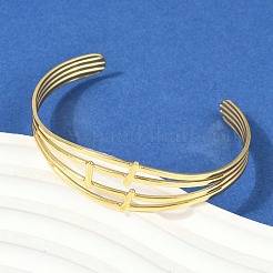 Hollow Out 304 Stainless Steel Cuff Bangles for Women&nbsp;BJEW-Z097-03G