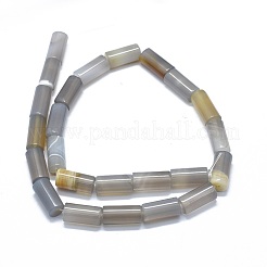 天然石グレーアゲートビーズ連売り  コラム  15~17x7.5~8mm  穴：1.2mm  約24~25個/連  14.7~15.5インチ（37.5~39.5cm）&nbsp;G-F631-F07