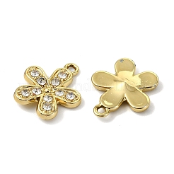 合金クリスタルラインストーンペンダント  花のチャーム  UVメッキ  ゴールドカラー  花  17.5x15.5x3mm  穴：1.6mm&nbsp;ALRI-T012-04D-G