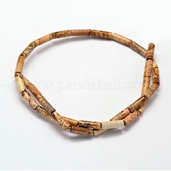 天然ピクチャージャスパー列ビーズ連売り  13~14x4~5mm  穴：1mm  約29個/連  15.7インチ&nbsp;G-F247-04