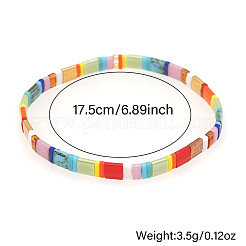 Bohemian Rainbow Glass Flat Double-Hole Bead Striped Women's Stretch Bracelets for Women&nbsp;QS8192-7