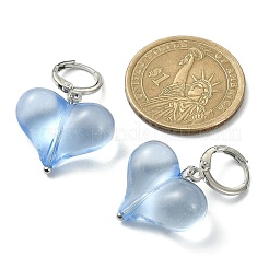 5色のアクリルハートダングルフレンチフックピアス5ペア  真鍮のピアス  ミックスカラー  33x22x9.5mm  1ペア/カラー&nbsp;EJEW-TA00254