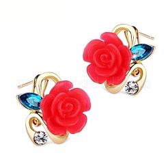 Flower Alloy Rhinestone Stud Earrings&nbsp;WG3C0C0-01