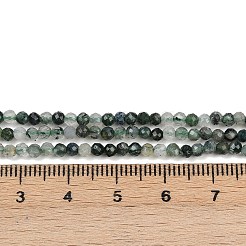 天然石モスアゲートビーズ連売り  多面カットラウンド  3mm  穴：0.8mm  約126個/連  15.5インチ&nbsp;G-A129-3mm-01
