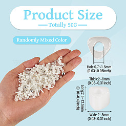 ガラスシードビーズ50g  混合図形  混合スタイル  ホワイト  2.5~12.5x2~8x2~8mm  穴：0.7~1.5mm&nbsp;SEED-TA0001-67E