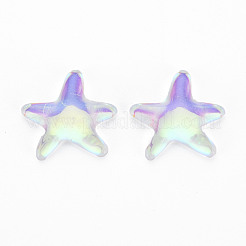 半透明の電気メッキガラスカボション  ヒトデ  ミディアム蘭  17.5x18x4.5mm&nbsp;EGLA-T026-004