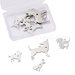 304ステンレススチール子犬ペンダント  心の犬  ステンレス鋼色  14~30x11~30x1.1~1.5mm  穴：1.5mm  10個/箱&nbsp;STAS-CJ0001-128