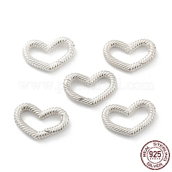スターリングシルバースプリングゲートリング925個  溝のあるハート  銀  16x11x2.2mm&nbsp;STER-Z001-107S