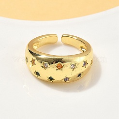 Brass Micro Pave Cubic Zirconia Adjustable Cuff Rings&nbsp;RJEW-V009-08G
