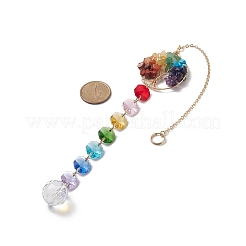 Chakra Octagon Glass Beaded Pendant Decorations&nbsp;HJEW-JM00835