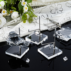 Stainless Steel Crystal Ball Display Holder with Square Clear Acrylic Bases&nbsp;LS-AJEW-WH0695-152P-B