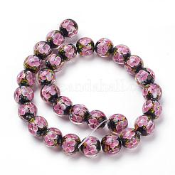Handmade Inner Flower Lampwork Beads Strands&nbsp;LAMP-L072-B02