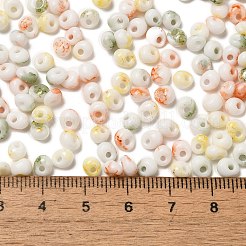 焼付塗装ガラスシードビーズ  丸い穴  ティアドロップ  カラフル  5~5.5x4~5x3~3.5mm  穴：1.2mm  約55個/10g&nbsp;X1-SEED-F006-01A-11