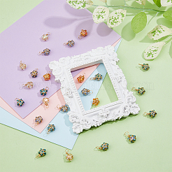 70Pcs 7 Color Copper Wired Wrapped Glass Pendants&nbsp;PALLOY-FH00011