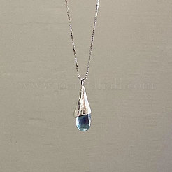 Steel Blue Teardrop Brass with Plastic Pendant Necklaces for Women&nbsp;FS-WG80BCE-01