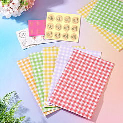 20Pcs 5 Colors Rectangle with Tartan Pattern Paper Bags&nbsp;CARB-TA0001-16