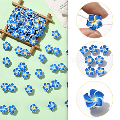 ハンドメイド ポリマークレイ製 100個入り 3D プルメリア フラワービーズ   ドジャーブルー  15x8mm  穴：2mm&nbsp;CLAY-SC0002-48A
