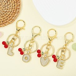 真鍮マイクロパヴェクリアキュービックジルコニアレターペンダントキーチェーン  バッグの飾りに使える合金キーホルダーとランプワークのチェリーチャーム  文字y  87mm  ペンダント：28mm&nbsp;KEYC-SW00015-Y