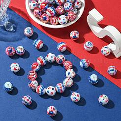 アクリルビーズ  ラウンド  独立記念日に  ミックスカラー  15.5mm  穴：2.5mm&nbsp;OACR-CJC0008-06