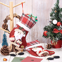 クリスマステーマの不織布バッグ  キャンディ保存用品  クリスマスの靴下  サンタクロース  29x16x2.2cm&nbsp;ABAG-TAC0005-03B