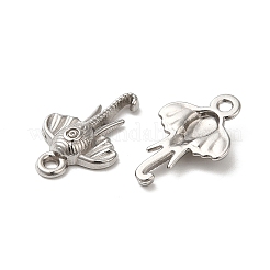 変色しない304ステンレススチールチャーム  象のチャーム  ステンレス鋼色  14.5x9.5x2.5mm  穴：1.2mm&nbsp;STAS-I203-59P