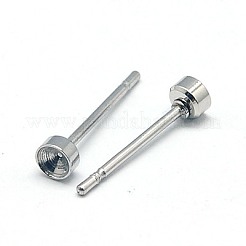 変色しない304ステンレススチールスタッドピアス金具  ステンレス鋼色  12.5x2.5mm&nbsp;X-STAS-E028-1