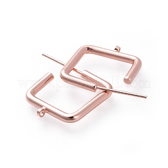 真鍮製スタッドピアスパーツ  カン付き  イヤナットとスターリングシルバーピン925本  ローズゴールド  18~19x16x2mm  穴：1mm  ピン：0.7mm&nbsp;EJEW-L234-51RG
