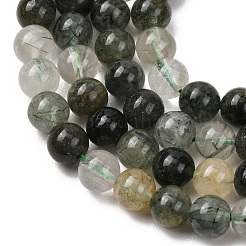 天然石グリーンルチルクォーツビーズ連売り  ラウンド  6mm  穴：1mm  約63~70個/連  15.35インチ（39cm）&nbsp;G-E561-14-6mm