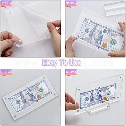 透明アクリル通貨ディスプレイフレーム3セット  紙幣コレクション用フォトアルバムフレームホルダー  マグネットクラスプ付き  長方形  透明  完成品：18.5x4.1x9.6cm  約3個/セット&nbsp;ODIS-CA0001-14